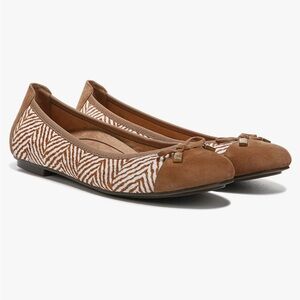 VIONIC Minna Ballet Flats, Herringbone Toffee Cream Calf Hair, Size 8.5
